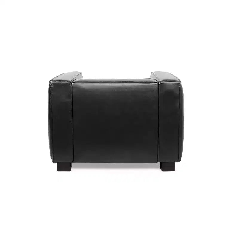 Fauteuil club en similicuir Goyette de Christopher Knight Home, noir minuit/noyer foncé