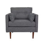 Christopher Knight Home Symonds Fauteuil Club capitonné avec coussins d'appoint, anthracite/noyer
