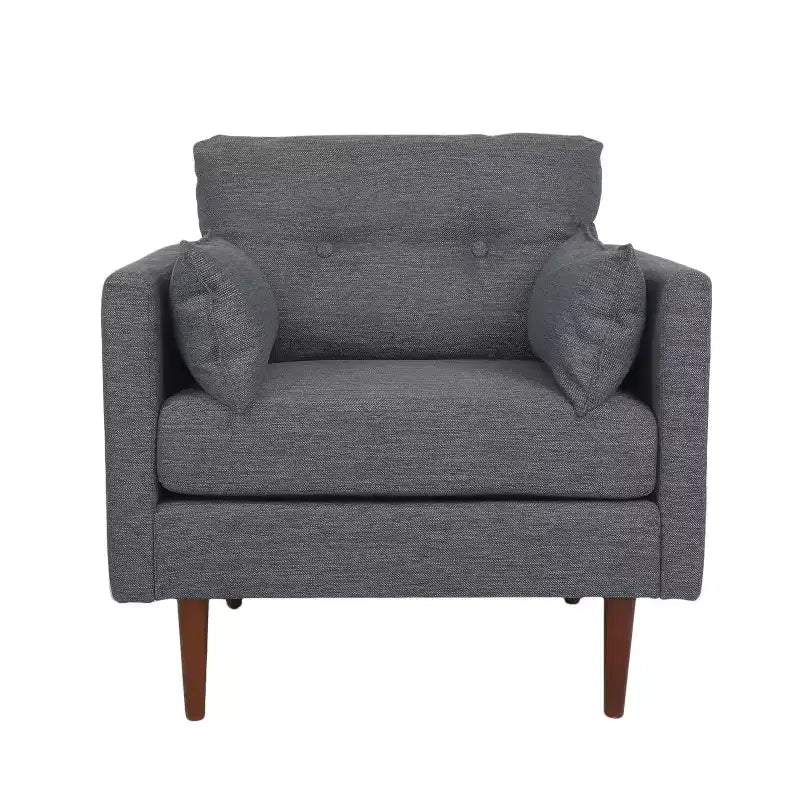 Christopher Knight Home Symonds Fauteuil Club capitonné avec coussins d'appoint, anthracite/noyer