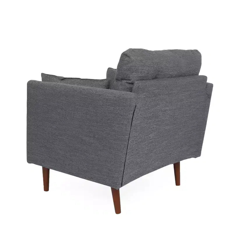 Christopher Knight Home Symonds Fauteuil Club capitonné avec coussins d'appoint, anthracite/noyer