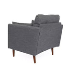 Christopher Knight Home Symonds Fauteuil Club capitonné avec coussins d'appoint, anthracite/noyer