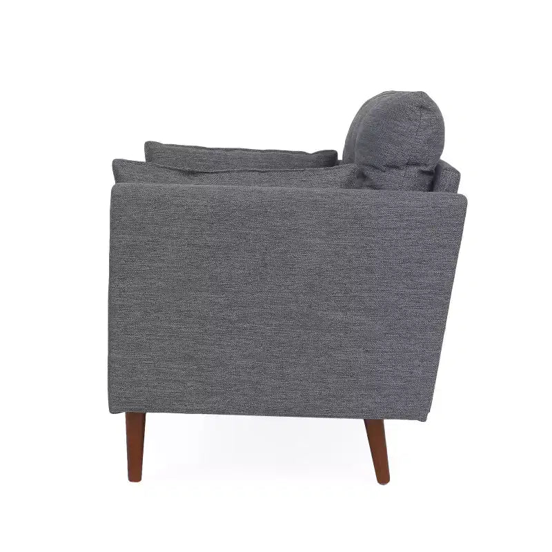 Christopher Knight Home Symonds Fauteuil Club capitonné avec coussins d'appoint, anthracite/noyer
