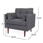 Christopher Knight Home Symonds Fauteuil Club capitonné avec coussins d'appoint, anthracite/noyer