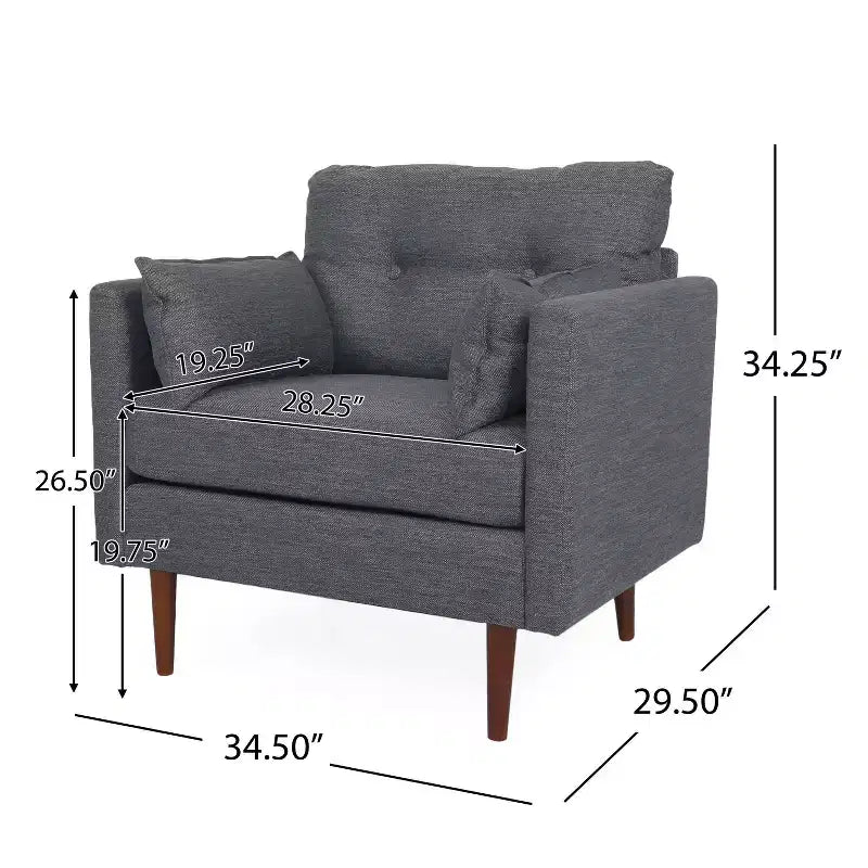 Christopher Knight Home Symonds Fauteuil Club capitonné avec coussins d'appoint, anthracite/noyer