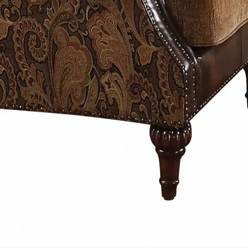 Fauteuils d'appoint Dreena Acme Furniture, cuir synthétique bicolore marron/chenille, finition cerisier