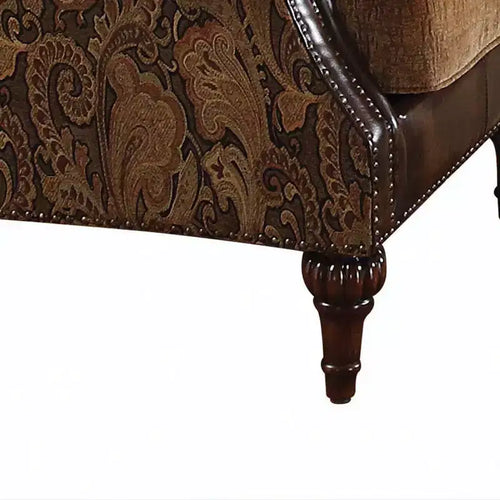 Fauteuils d'appoint Dreena Acme Furniture, cuir synthétique bicolore marron/chenille, finition cerisier