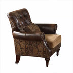 Fauteuils d'appoint Dreena Acme Furniture, cuir synthétique bicolore marron/chenille, finition cerisier
