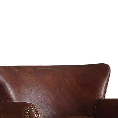 Acme Furniture Leeds Fauteuil d'appoint Vintage en cuir pleine fleur marron foncé