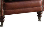 Acme Furniture Leeds Fauteuil d'appoint Vintage en cuir pleine fleur marron foncé