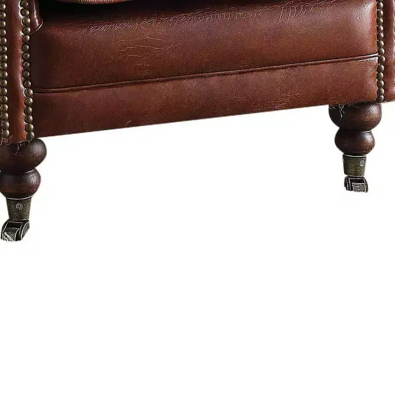 Acme Furniture Leeds Fauteuil d'appoint Vintage en cuir pleine fleur marron foncé