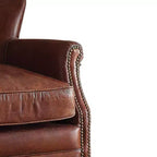 Acme Furniture Leeds Fauteuil d'appoint Vintage en cuir pleine fleur marron foncé