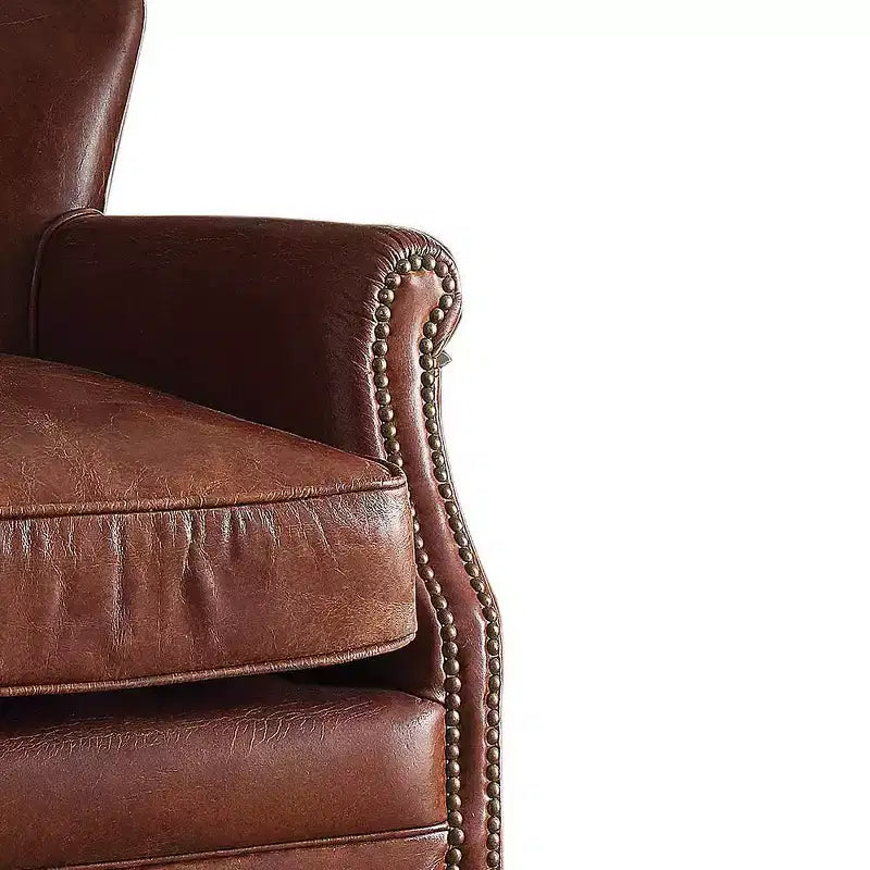Acme Furniture Leeds Fauteuil d'appoint Vintage en cuir pleine fleur marron foncé