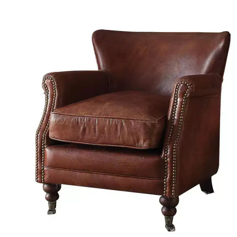 Acme Furniture Leeds Fauteuil d'appoint Vintage en cuir pleine fleur marron foncé