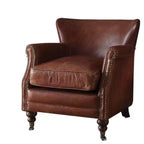 Acme Furniture Leeds Fauteuil d'appoint Vintage en cuir pleine fleur marron foncé