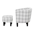 Fauteuil d'appoint avec ottoman Churchill de Breighton Home, motif carreaux écossais gris