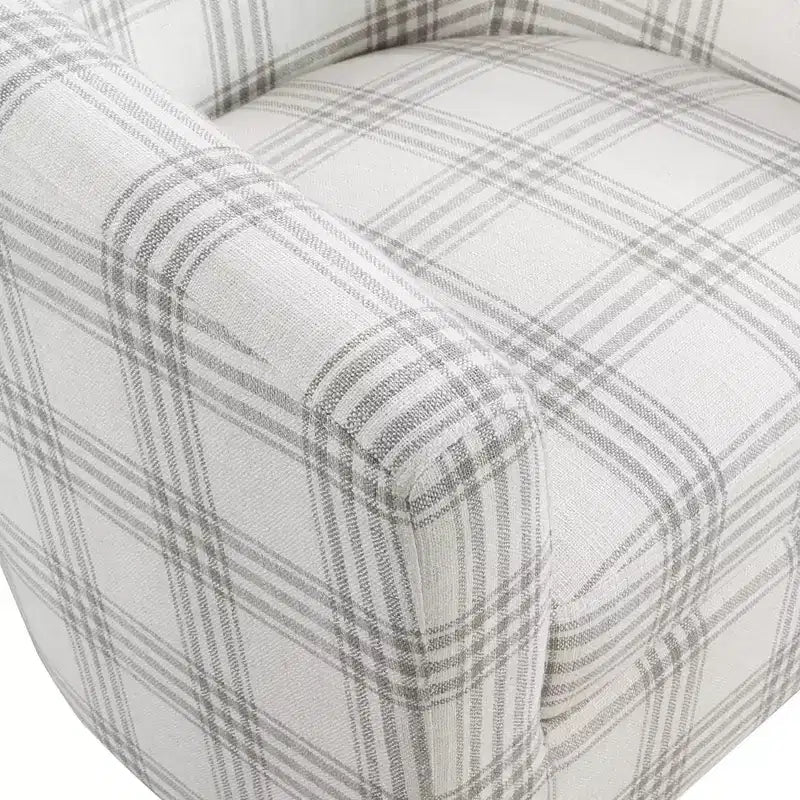 Fauteuil d'appoint avec ottoman Churchill de Breighton Home, motif carreaux écossais gris