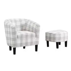 Fauteuil d'appoint avec ottoman Churchill de Breighton Home, motif carreaux écossais gris