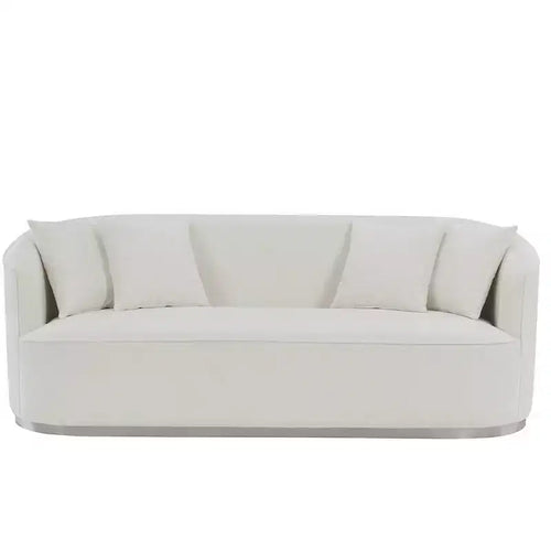 Acme Furniture 83" Odette Sofa Beige Velvet: Luxurious Upholstered, Wood Frame, Includes 4 Accent Pillows