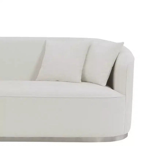 Canapé Odette 211 cm en velours beige Acme Furniture : Rembourrage luxueux, cadre en bois, comprend 4 coussins décoratifs