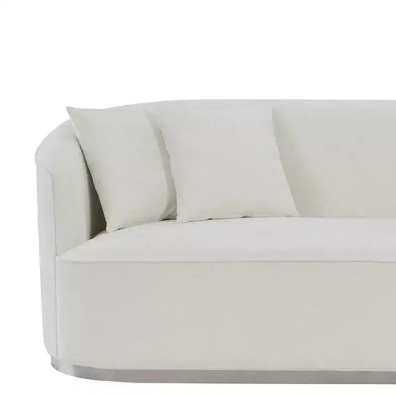 Canapé Odette 211 cm en velours beige Acme Furniture : Rembourrage luxueux, cadre en bois, comprend 4 coussins décoratifs