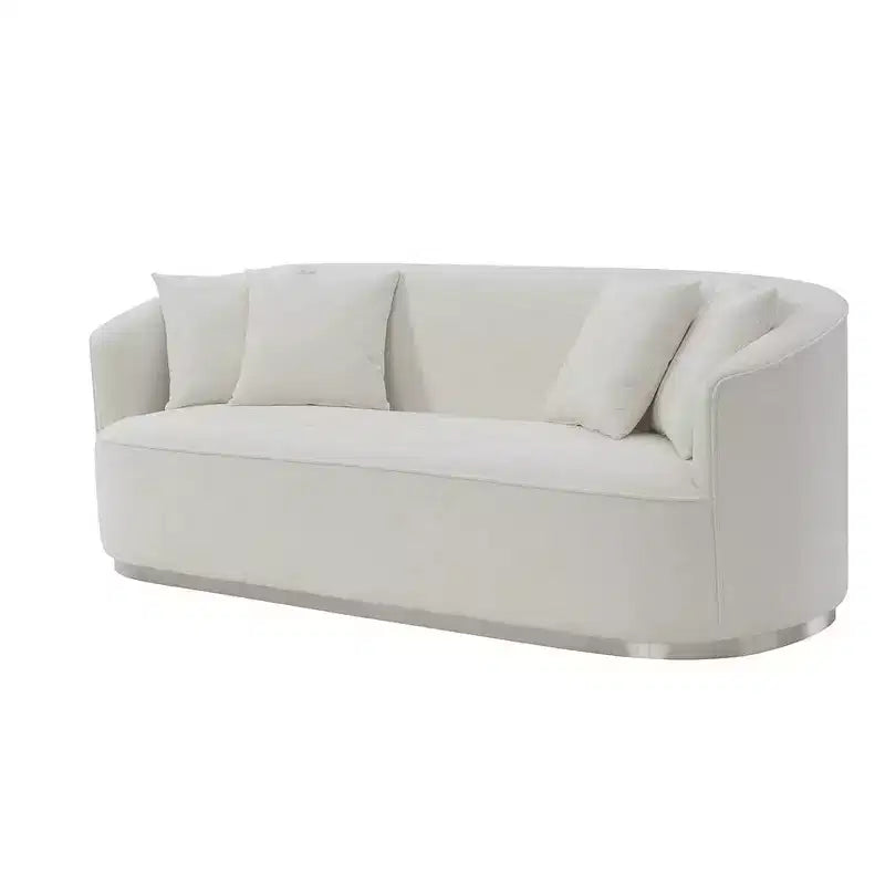 Canapé Odette 211 cm en velours beige Acme Furniture : Rembourrage luxueux, cadre en bois, comprend 4 coussins décoratifs