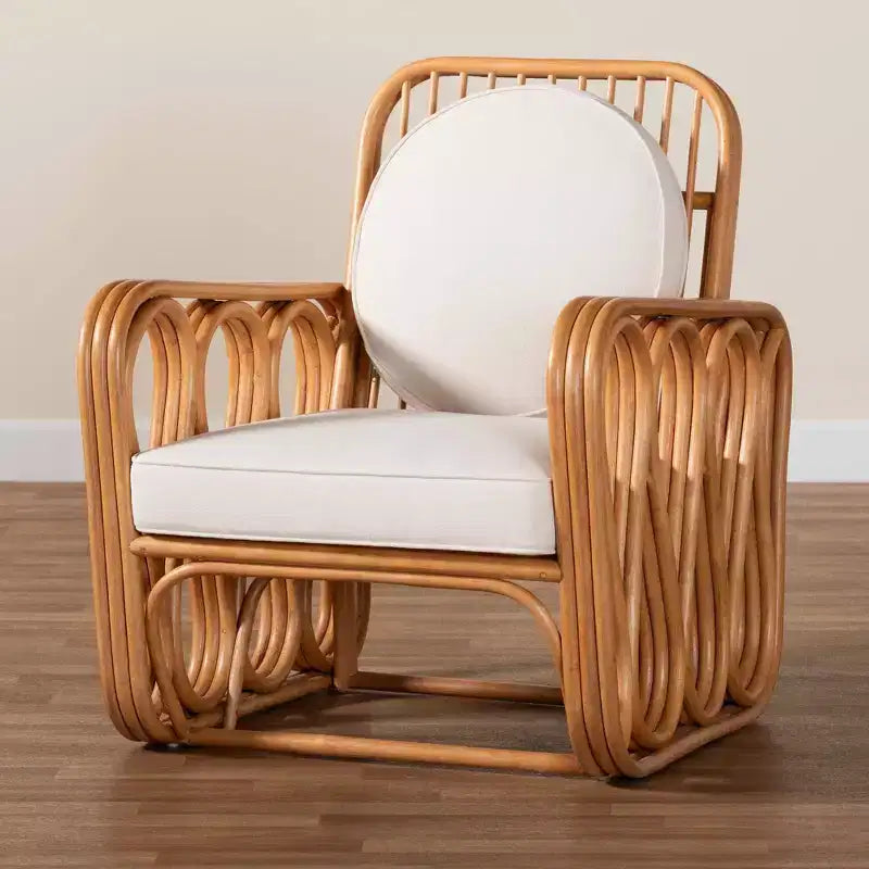 Fauteuil en rotin bali & pari Tiramisu Miel clair/blanc