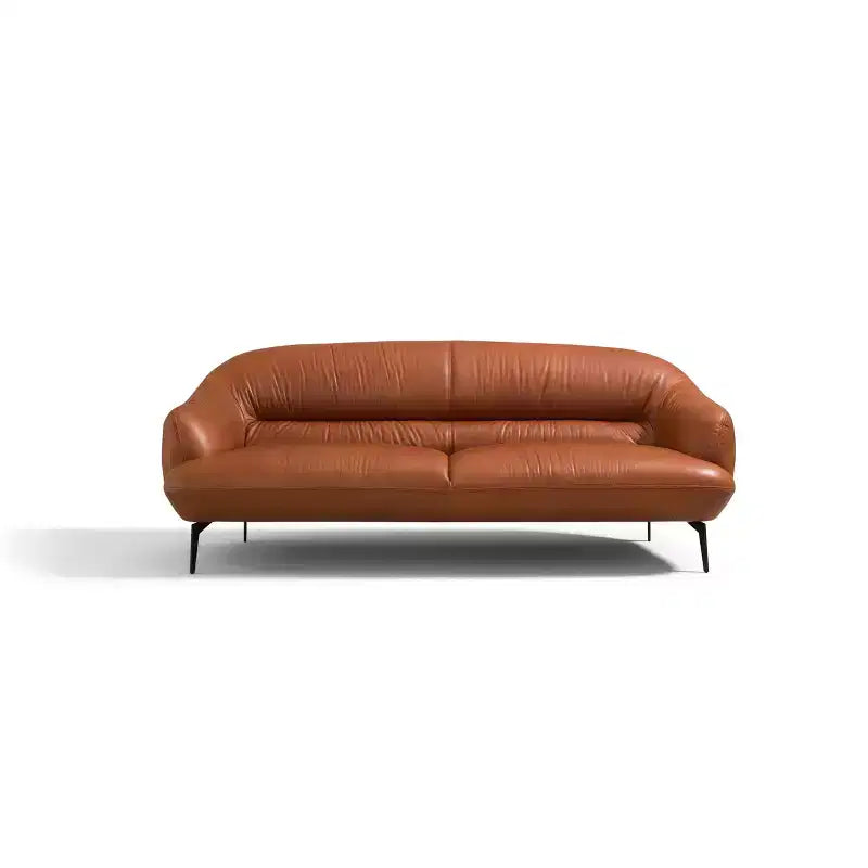 88" Leonia Sofa Cognac Leather - Acme Furniture: Contemporary Metal Legs, Plush Upholstery