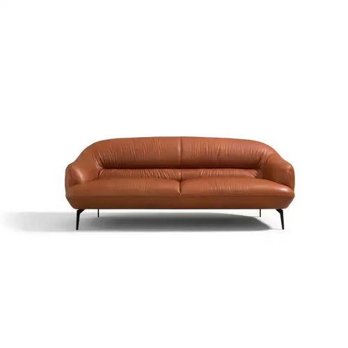 88" Leonia Sofa Cognac Leather - Acme Furniture: Contemporary Metal Legs, Plush Upholstery