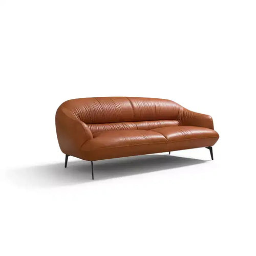 Canapé Leonia 224 cm en cuir cognac - Acme Furniture : pieds en métal contemporains, revêtement moelleux
