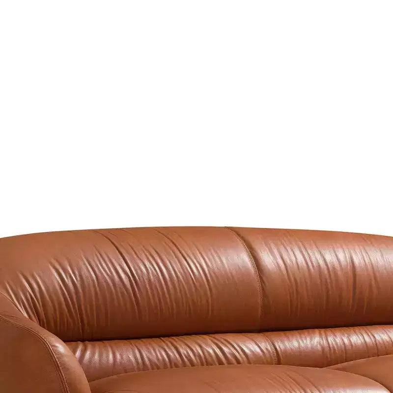 Canapé Leonia 224 cm en cuir cognac - Acme Furniture : pieds en métal contemporains, revêtement moelleux