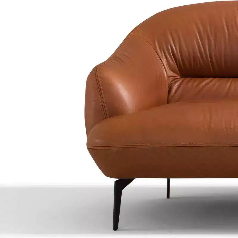 Canapé Leonia 224 cm en cuir cognac - Acme Furniture : pieds en métal contemporains, revêtement moelleux