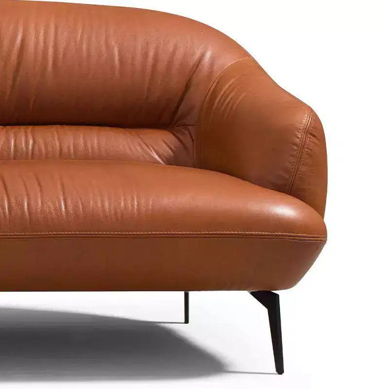 Canapé Leonia 224 cm en cuir cognac - Acme Furniture : pieds en métal contemporains, revêtement moelleux