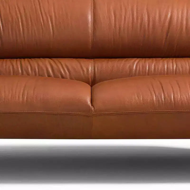 Canapé Leonia 224 cm en cuir cognac - Acme Furniture : pieds en métal contemporains, revêtement moelleux