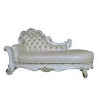 81" Vendome Chaise Lounge Synthetic Leather and Antique Pearl Finish - Acme Furniture