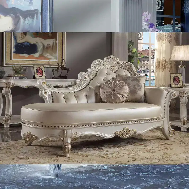 Chaise longue Vendome 81 po en similicuir et finition perle antique – Acme Furniture