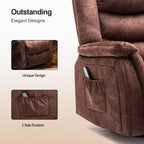 Fauteuil inclinable COMHOMA avec levier latéral, fonction de chauffage et de massage, pivotant à 360 degrés, en tissu, fauteuil à bascule, marron