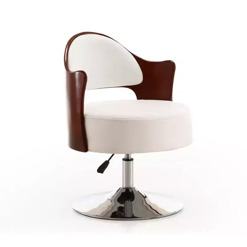 Chaise d'appoint pivotante réglable en hauteur Bopper en similicuir - Manhattan Comfort : Siège rond moderne, dossier façon grain de bois, base en métal