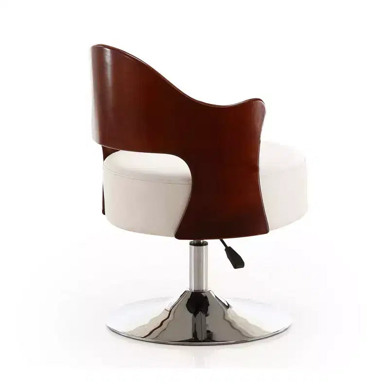Chaise d'appoint pivotante réglable en hauteur Bopper en similicuir - Manhattan Comfort : Siège rond moderne, dossier façon grain de bois, base en métal