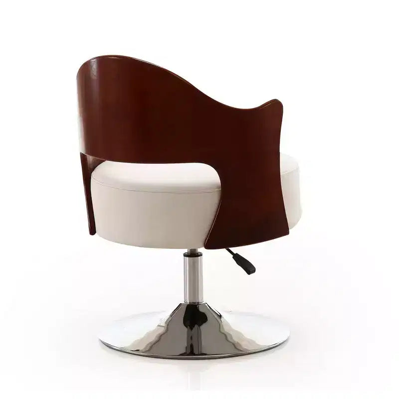Chaise d'appoint pivotante réglable en hauteur Bopper en similicuir - Manhattan Comfort : Siège rond moderne, dossier façon grain de bois, base en métal