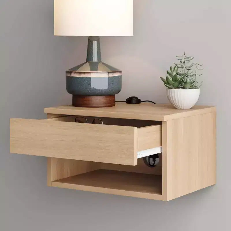 Nathan James Lot de 2 tables de chevet flottantes Jackson en chêne clair