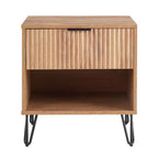 Manhattan Comfort Dumbo Nightstand with Drawer Golden Brown: Modern Design, MDF Frame, Metal Glides, Storage Shelf