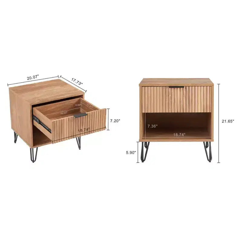Manhattan Comfort Dumbo Table de Chevet avec Tiroir Brun Doré : Design Moderne, Cadre en MDF, Glissières en Métal, Étagère de Rangement
