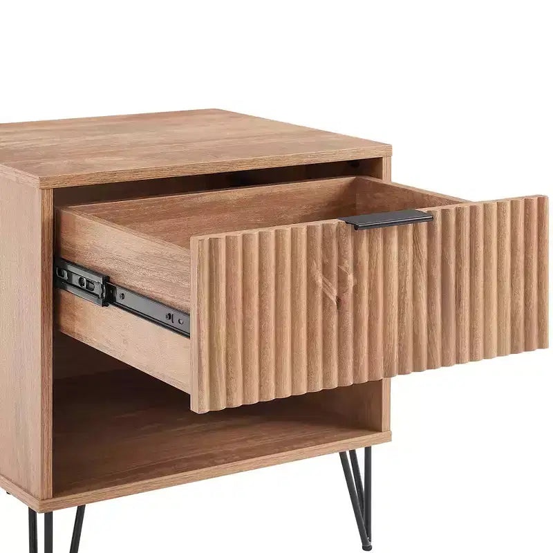 Manhattan Comfort Dumbo Table de Chevet avec Tiroir Brun Doré : Design Moderne, Cadre en MDF, Glissières en Métal, Étagère de Rangement