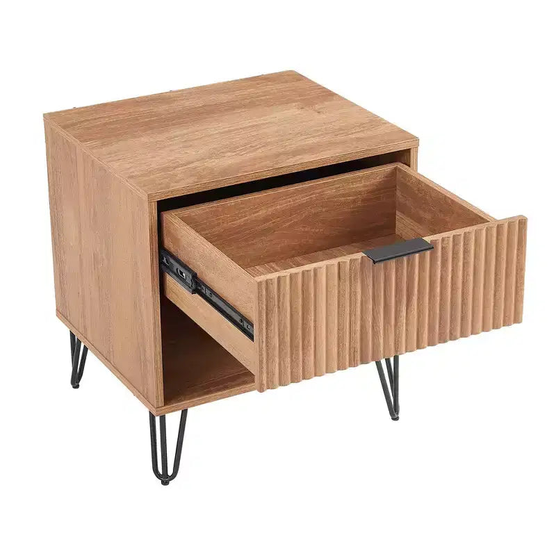 Manhattan Comfort Dumbo Table de Chevet avec Tiroir Brun Doré : Design Moderne, Cadre en MDF, Glissières en Métal, Étagère de Rangement