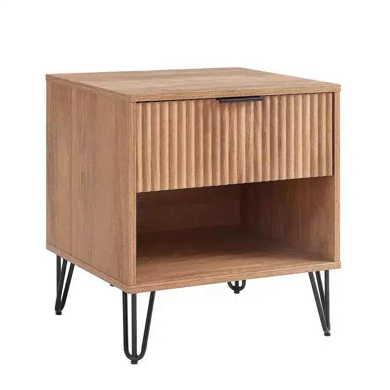 Manhattan Comfort Dumbo Table de Chevet avec Tiroir Brun Doré : Design Moderne, Cadre en MDF, Glissières en Métal, Étagère de Rangement