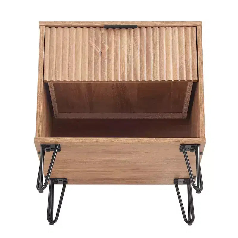 Manhattan Comfort Dumbo Table de Chevet avec Tiroir Brun Doré : Design Moderne, Cadre en MDF, Glissières en Métal, Étagère de Rangement
