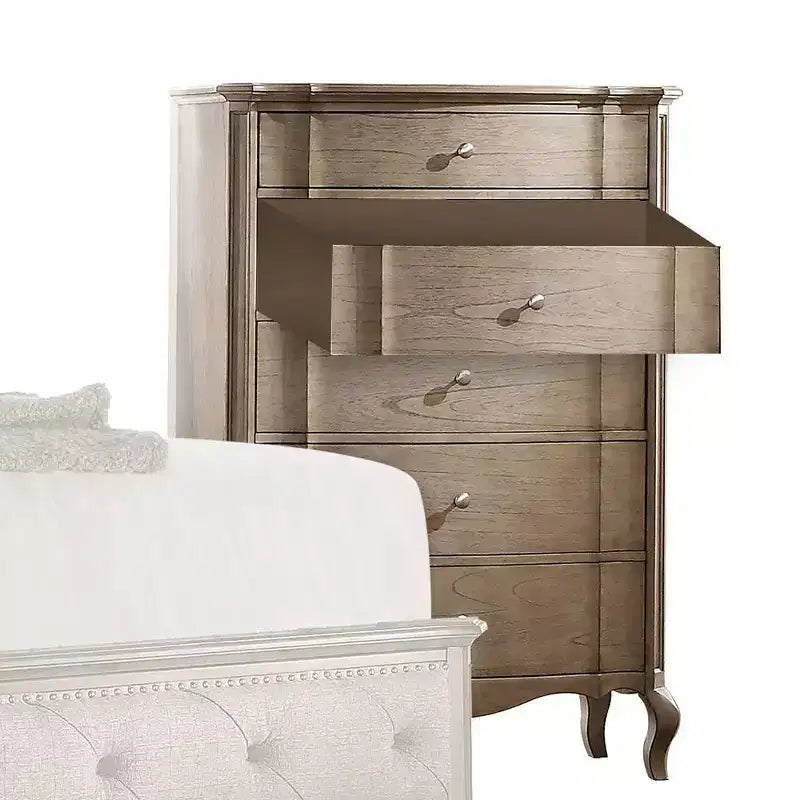 Commode Chelmsford 96,5 cm Taupe antique - Acme Furniture : 5 tiroirs, aucun assemblage requis, gain de place