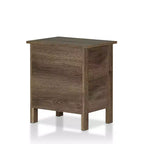Table de chevet 2 tiroirs Cecilia 24/7 Shop At Home : Noyer vieilli, Style Campagne, Quincaillerie bronze, Cadre en bois, Rangement
