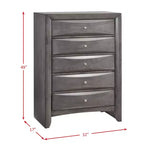 Commode Madison grise - Picket House Furnishings : Rangement vertical à 5 tiroirs, Organisateur de chambre