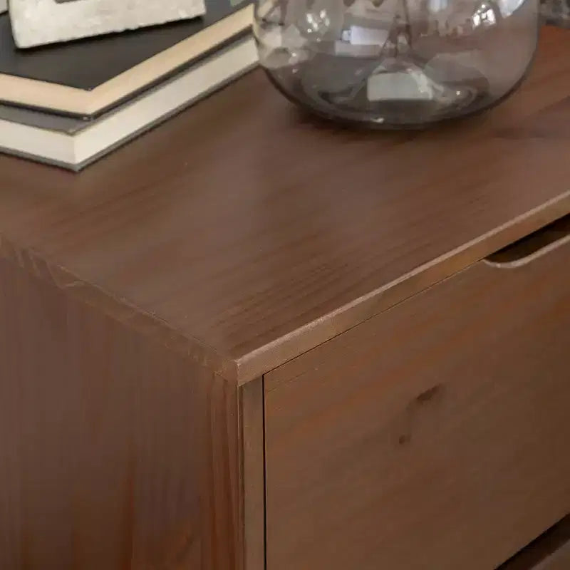 Pensy Table de chevet à 2 tiroirs en bois massif de style Mid-Century - Noyer - Powell